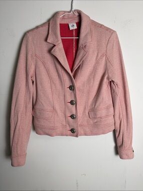 CAbi Pink Woven Notch-Lapel Blazer Jacket